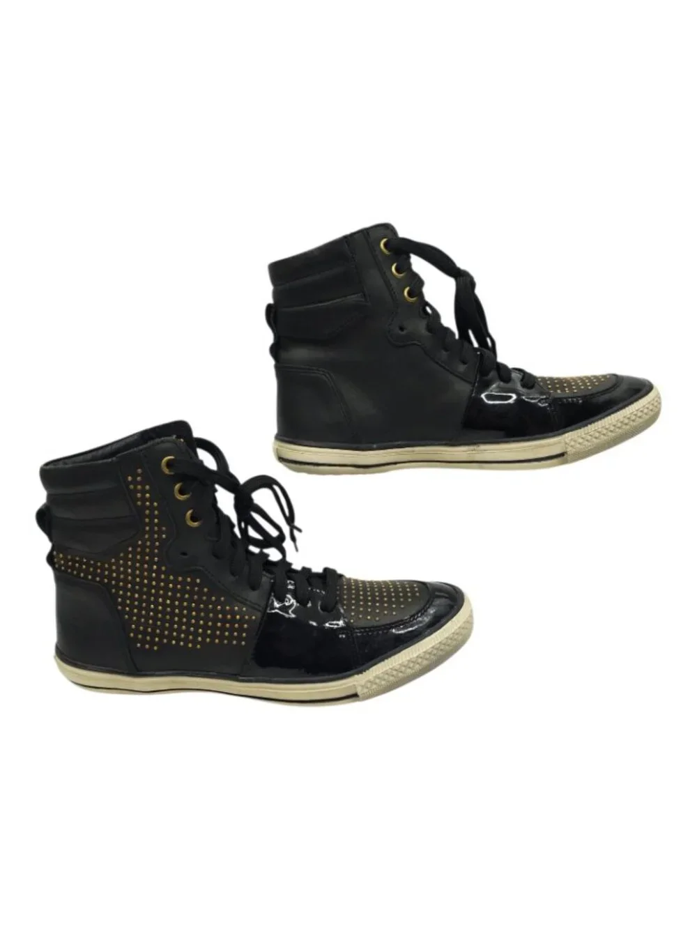 Steven by Steve Madden Dougiee High Top Sneaker 9 Studded Black Patent Punk Goth
